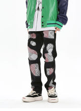 patchwork harajuku denim jeans mens zipper jeans hip hop fashion streetwear new casual straight joggers pants jeans for men unique joggers style 2469