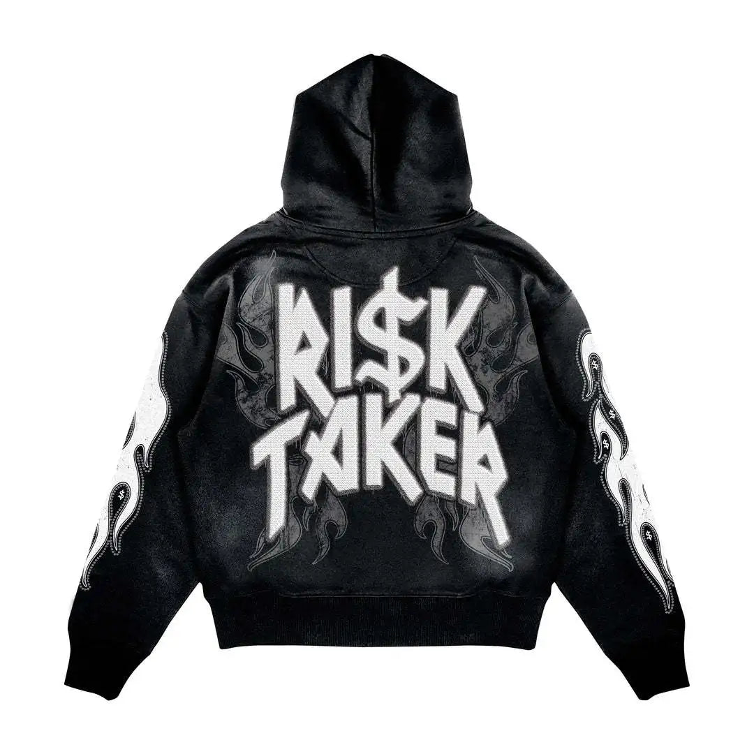 2024 y2k long sleeved zippered printed pullover hoodie hoodie and pants two piece streetwear trendy outfit dark vintage outfit unique default style 2239