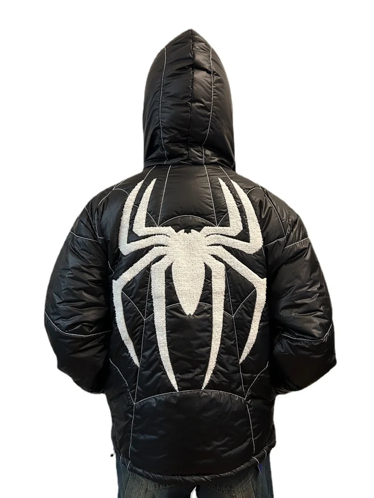 Cyberpunk Shirt – Spider Embroidery Hooded Coton Padded Jacket And Coat Mens – Streetwear Fashion for Men & Women