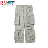 rainbowtouches fashion classic brand mens cargo pants casual zipper pocket design trousers loose straight tooling style overalls unique cargo style 4405