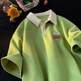 Hip Hop American Street Men and Women Trendy Personality Polo Shirt Short sleeved Summer Waffle Vintage Casual Tops harajuku y2k