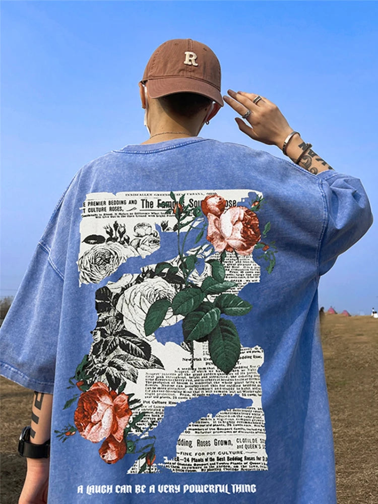 Y2k Vintage Anime – Rose Will Bloom All The Time Goth Letter Design Printed