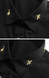 New 2022 Luxury Men Classic Embroidered bee Snake UFO Fashion Cotton Casual Shirts Shirt High Quality Short Sleeves A71