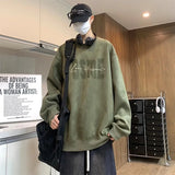 New In Letter Printed Suede Sweatshirts For Men Autumn Y2K Streetwear