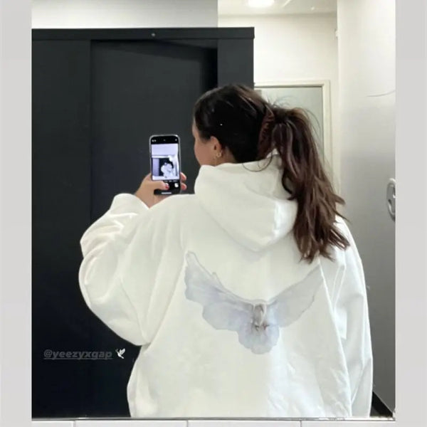 vaporwave chrome print featuring high quality double layer pigeon kanye high street retro oversized mens and womens hoodie