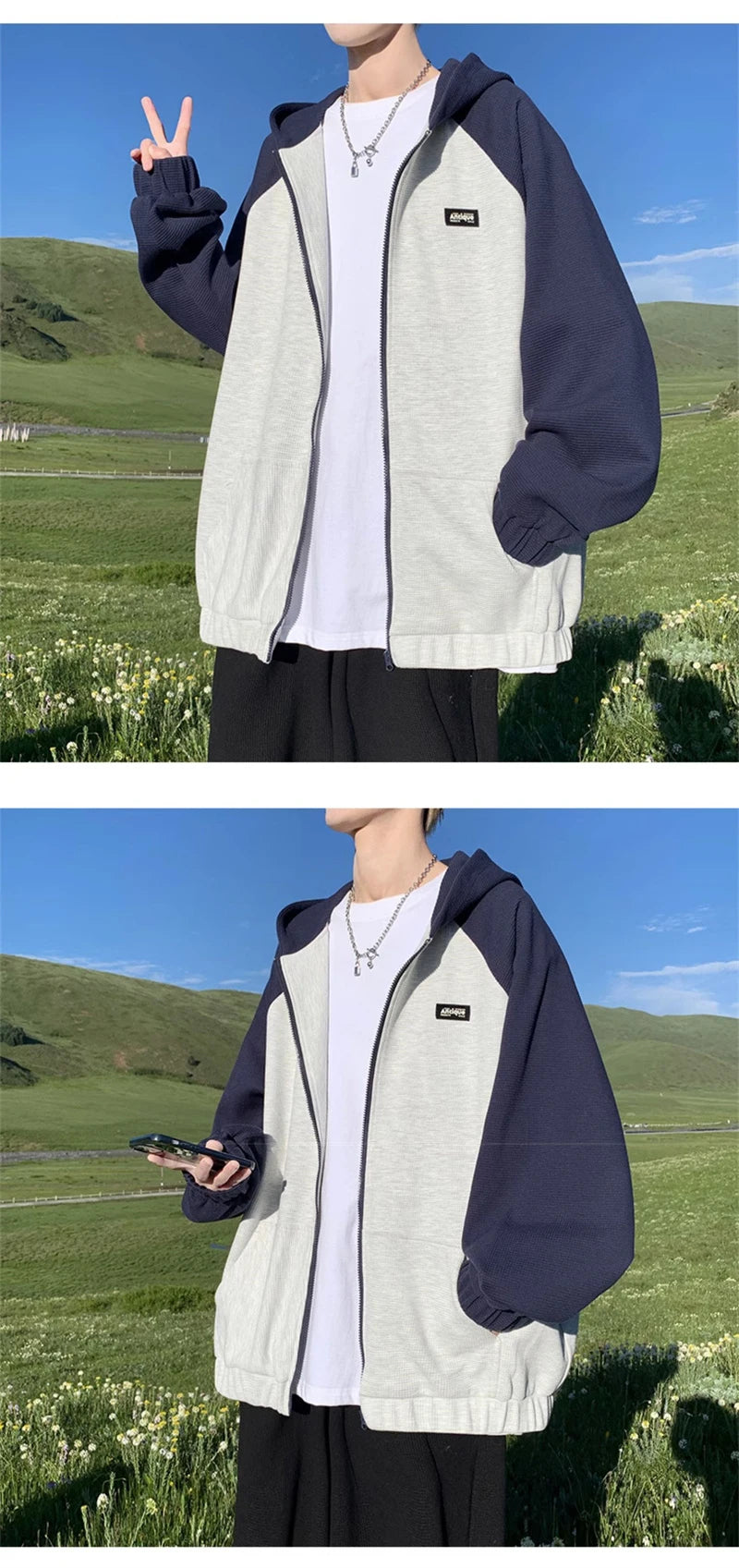 Streetwear baggy hoodie with anime-inspired design
