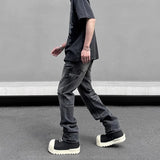 high street distressed black hole washed destroyed jeans casual ripped logging pants straight wide leg denim pants for men unique jeans style 85