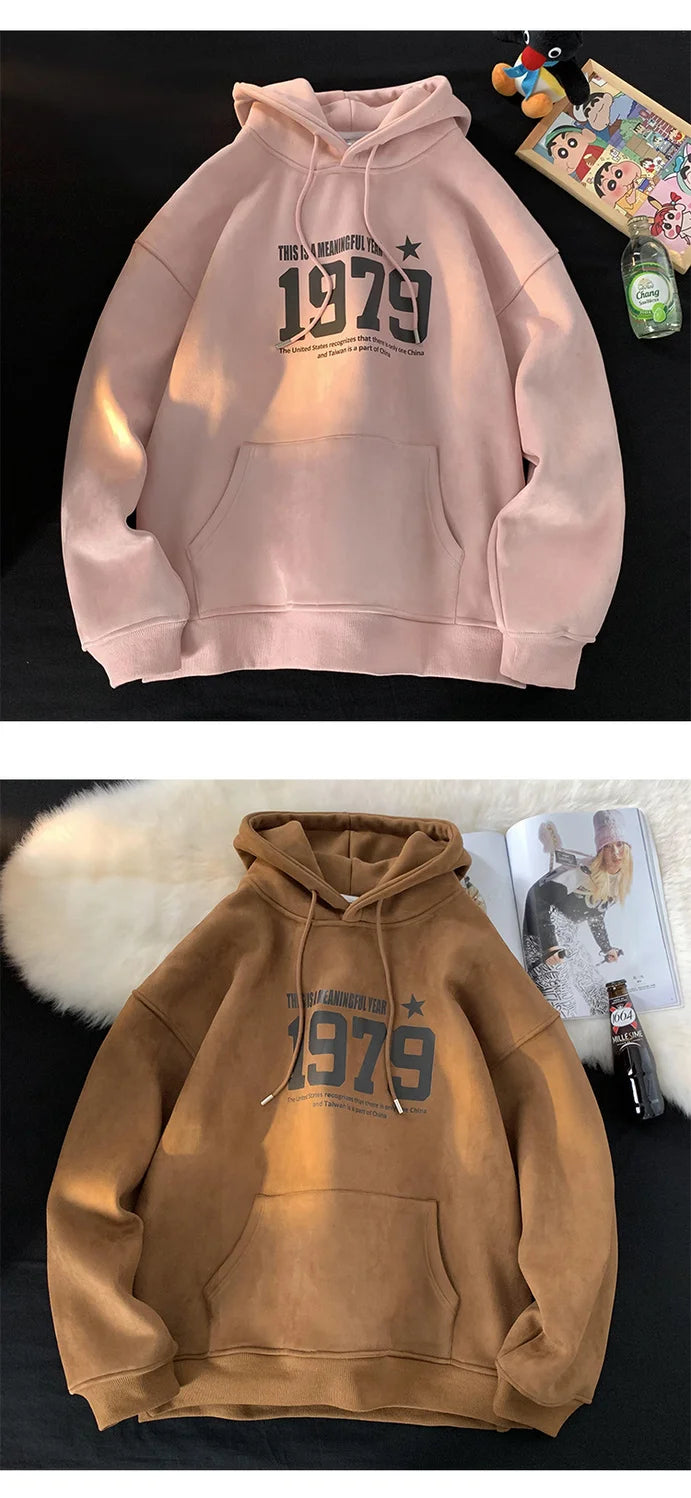 Winter New Korean Men's Hooded Sweatshirt New Niche Ins Harajuku Style Personality Loose Casual Y2K Couple Thickened Jacket Top