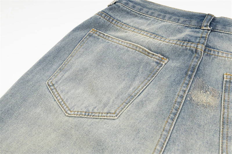 mens fashion ripped jeans blue straight baggy jeans trousers luxury loose casual distressed denim pants male 1 unique jeans style 4617