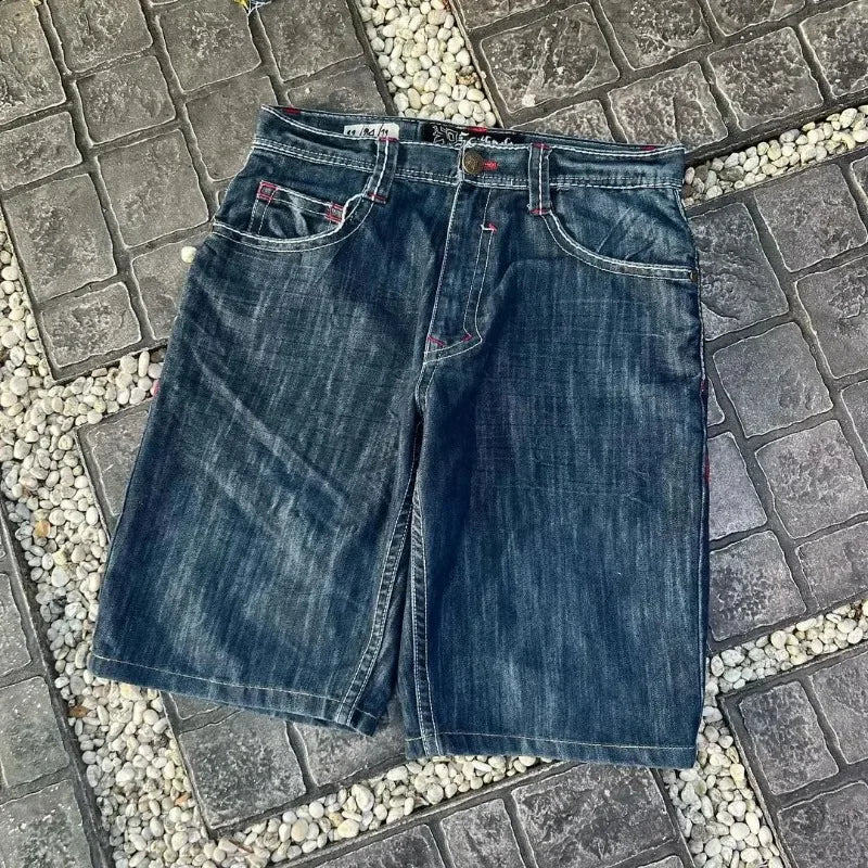 2024 new fashion comfortable versatile Gothic punk cross graphic print design casual denim short for men casual jorts shorts y2k