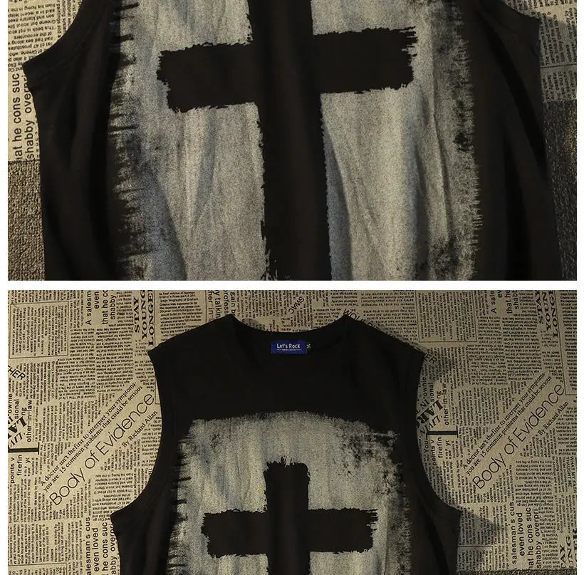 Harajuku Graphic tee – Pure Cotton American Retro Trend Fashion Niche Cross Print L