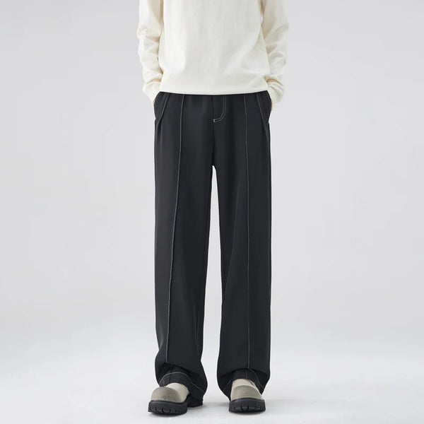 men bright line elastic waist streetwear fashion loose casual plus size straight suit pants work man business trousers relaxed fit trousers