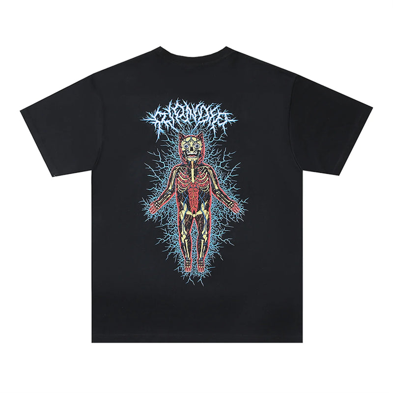 vaporwave graphic tee featuring summer vintage retro skeleton print high street cotton casual loose tops t shirt