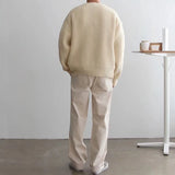 Korean Color Round Neck Knitted Cardigan Jacket For Men 2023 Autumn Winter Fashion Youth Trend Versatile Casual Breathable Top