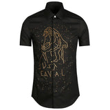 New 2021 luxury Men Classic Hot diamond Leopard Fashion Cotton Casual Shirts Shirt high quality Pocket Short sleeves S 2XL #A35