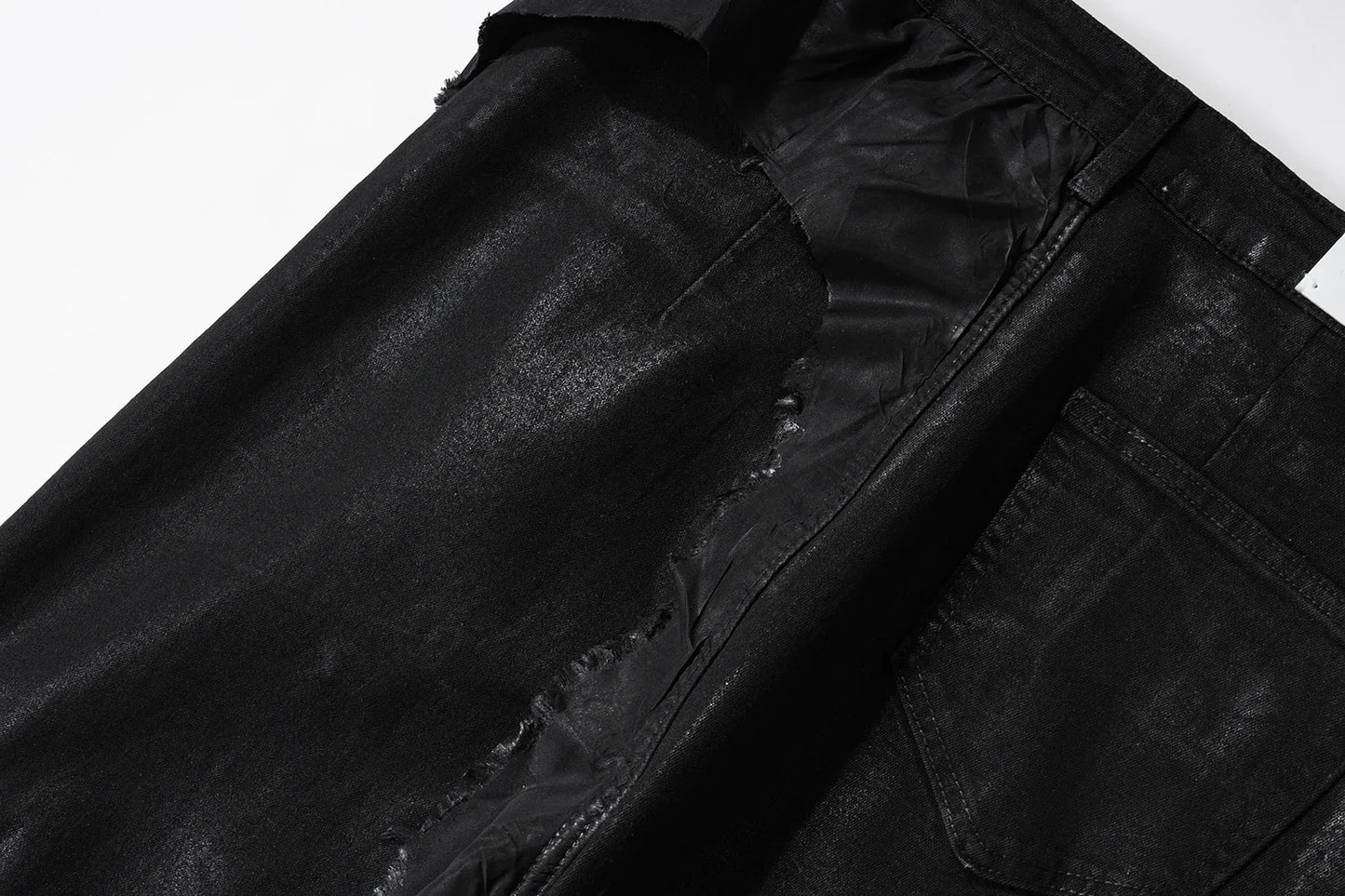 y2k streetwear wax leather strecth jeans for men and women ropa hombre baggy flare pants oversized straight denim trousers unique jeans style 4266