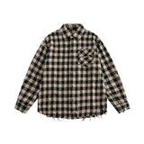 japanese college mens sets rough edge embroidery plaid shirt jackets big pocket retro cargo pants 2 pcs 2024 new casual suits unique cargo style 4450