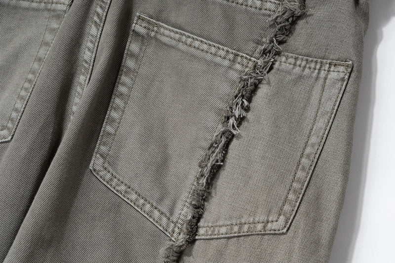 y2k streetwear tassel multi pocket jeans for men straight solid baggy cargo pants pantalones hombre casual denim trousers unique cargo style 773