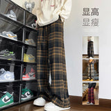 autumn plaid pants men oversized fashion retro casual pants men streetwear hip hop loose wide leg pants mens vintage trousers minimalist street pants