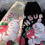 Cyberpunk Oversized shirt – Cute Cartoon Rabbit Strawberry Fruit Print T Shirts Student