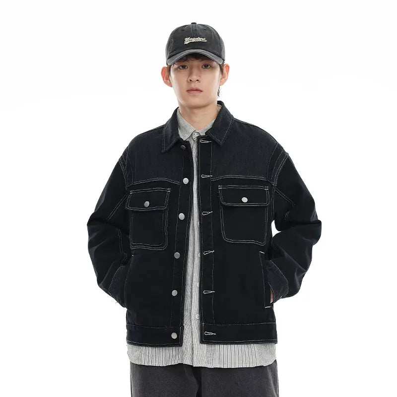 zip-up minimalist jacket, cold-season outfit - trendy urban streetwear fashion for men and women