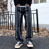 men streetwear brand fashion hip hop loose casual straight stripe motorcycle denim jeans pant cityboy y2k jeans trousers ripped baggy denim