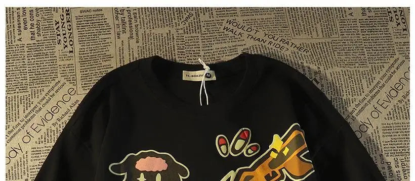 Glitchcore Melting smiley – American Retro Trendy Brand Anime Pure Cotton Short Sleeved