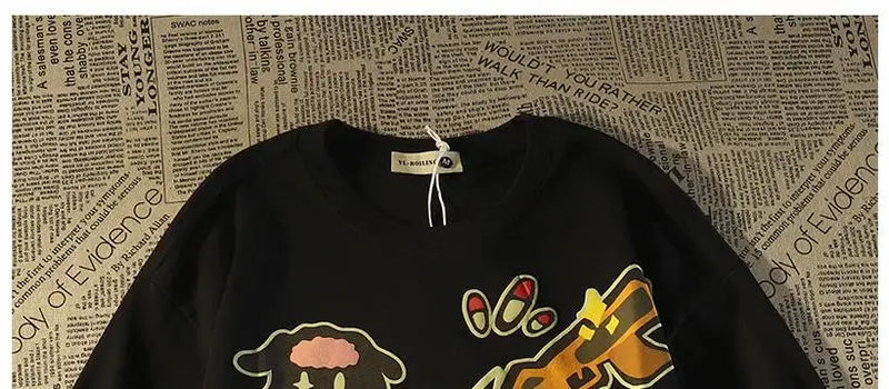 Glitchcore Melting smiley – American Retro Trendy Brand Anime Pure Cotton Short Sleeved