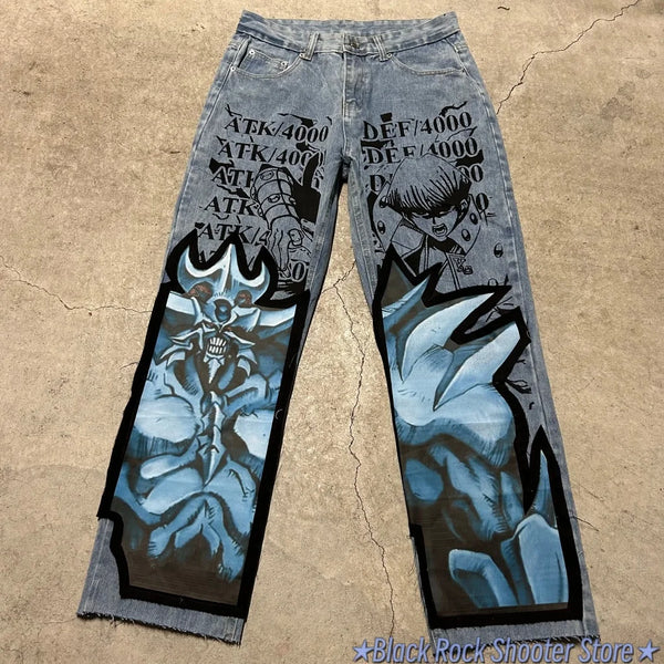 harajuku high street y2k baggy jeans vintage wide leg denim pants popular anime jeans streetwear couples trouser men clothing ripped baggy denim