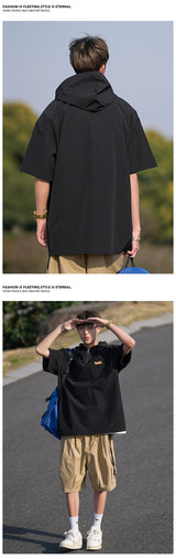 Skatercore Angelcore design – Summer Fashion Hoodie Zipper Cargo T Shirts Mens Loose Short
