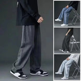 korean mens casual long jeans loose retro straight baggy pants denim wide leg pants light blue grey black retro washed jeans unique jeans style 1255