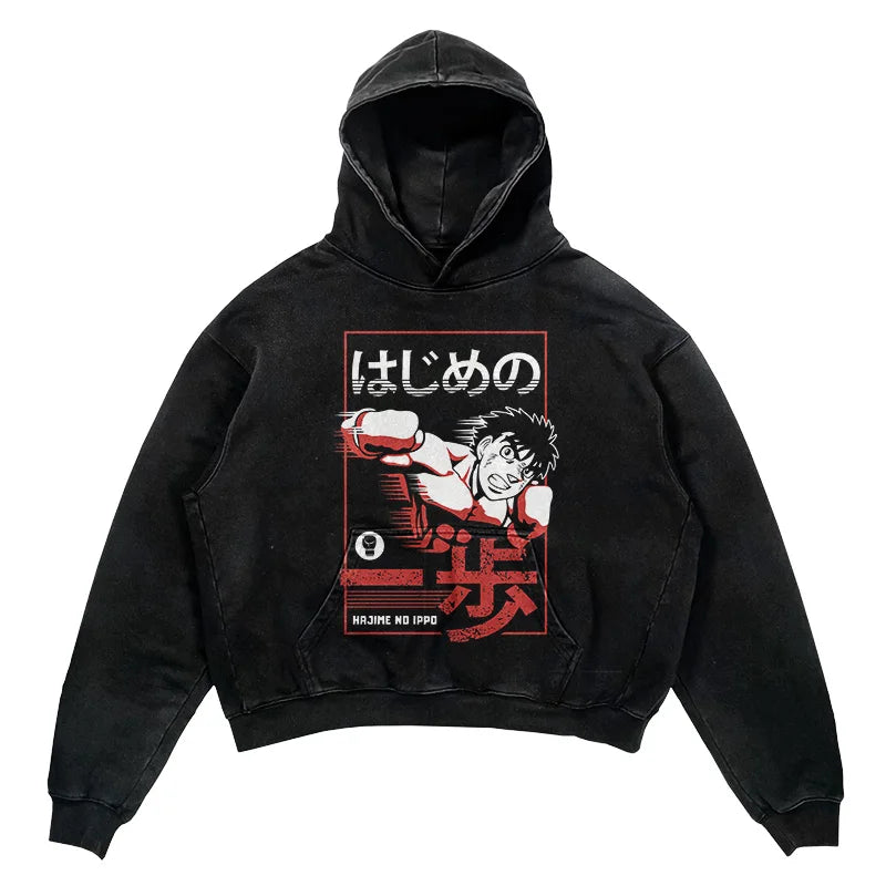 2024 Men Spring Hoodie Retro Japanese Anime Graphic Hoodies Boxer Hip