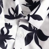 New 2021 luxury Men Classic Hibiscus Flowers Fashion 50% Silk Casual Shirts Shirt high quality Pocket Short sleeves #A48