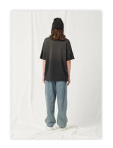Spring Summer New Products Fried Color Wash Water Gradient Color Loose Short-sleeved Casual Basic Bottoming Round Neck