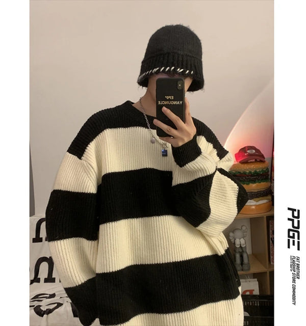 grunge oversized flame jumper built for warmth and edge, essential for winter street style, men’s streetwear clothing piece f