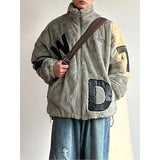 Street Lamb Wool Jacket Mens 2024 Winter Stand Collar Letter Patchwork College Parkas Fleece Warm New Thickening Couple Coats