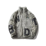Street Lamb Wool Jacket Mens 2024 Winter Stand Collar Letter Patchwork College Parkas Fleece Warm New Thickening Couple Coats