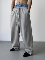 hip hop straight pants spliced button jean elastic waist pants loose trousers unisex casual drewstring sportwear pants joggers unique joggers style 151