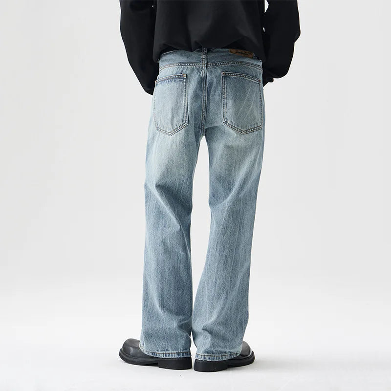 mens retro fashion high street loose casual denim micro flared pants jeans men streetwear plus size jeans trousers 28 40 denim street jeans