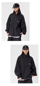 quick drying two piece set men loose casual street sweatshirt shorts y2k stand collar casual loose lightweight suits american unique shorts style 496