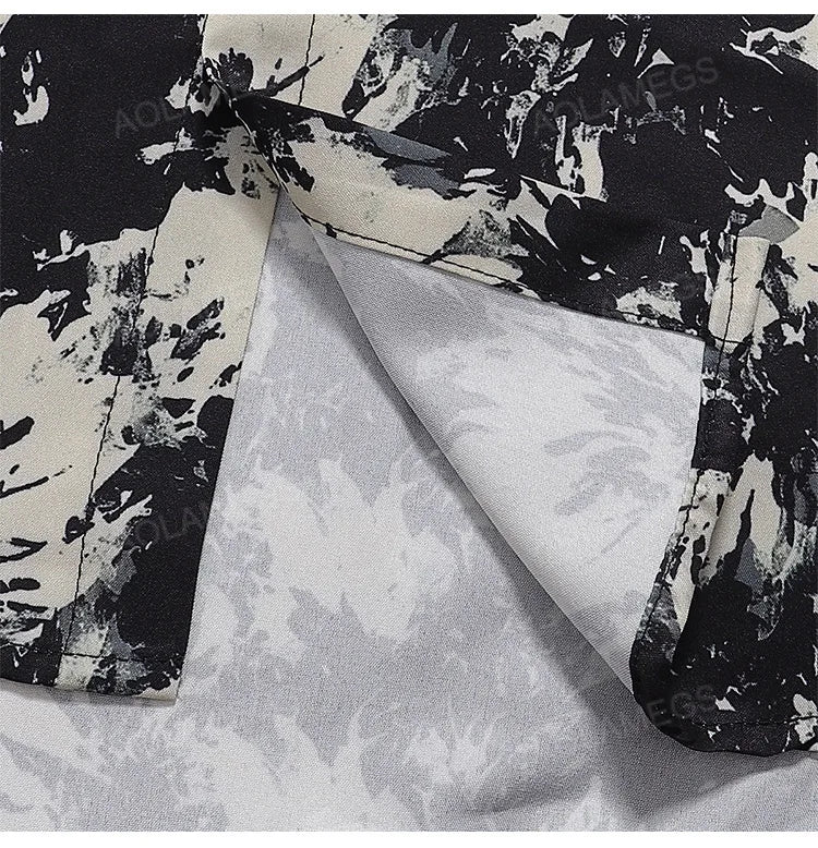 Men's Shirts Harajuku Cool Handsome High Street Masculinas Hawaiian Stylish Loose Half Sleeve Shirt