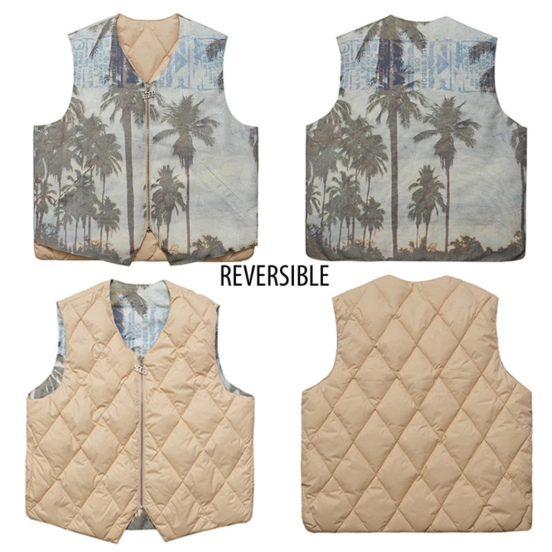 hip hop loose jacket vest unisex casual cotton padded vests mens harajuku streetwear printed sleveless warm reversible coat s - variant style 273ac9 for streetwear fashion