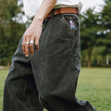 vintage big boy embroidery denim shorts hot sell men y2k basketball skate harajuku men streetwear baggy jeans men clothing unique jeans style 4844