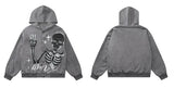 mens hip hop hoodie jacket fashion skull printed single button hooded suede sweashirts harajuku casual punk streetwear hoodie - variant style b14940 for streetwear fashion