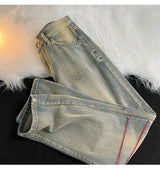 jeans mens spring and autumn retro casual straight leg pants design wide leg long pants cargo pants men unique cargo style 4129