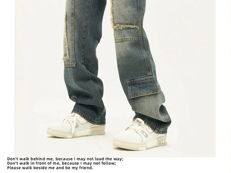 american high street trendy men and women trendy personalized straight tube washed jeans couple loose retro casual pants y2k unique jeans style 16