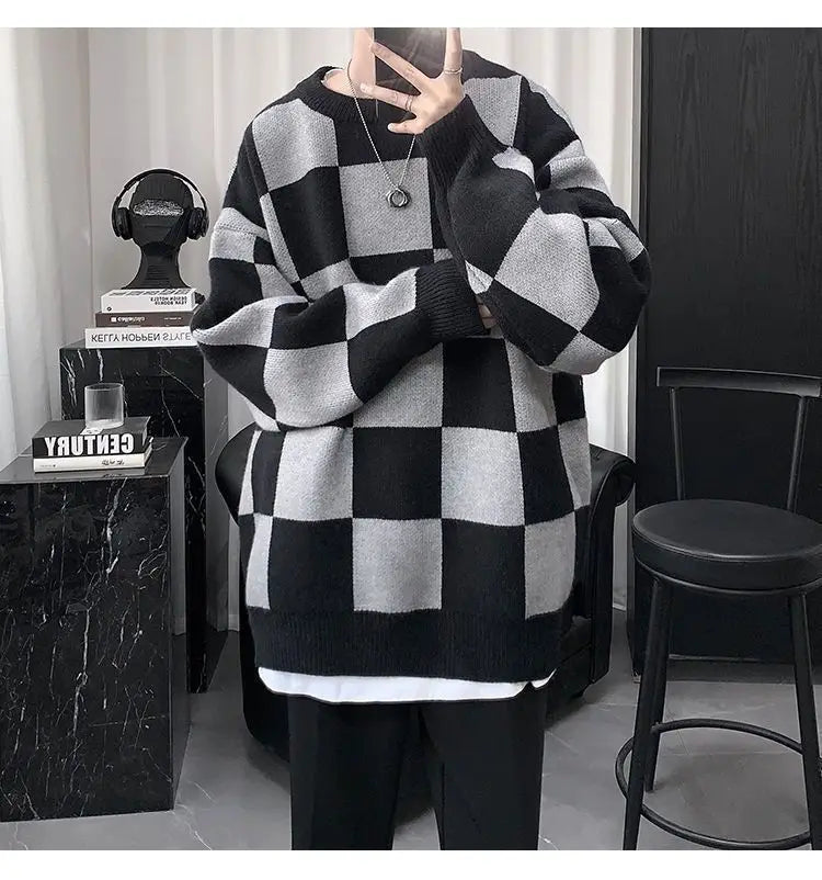 varsity graphic knit, unisex street look, trendy streetwear apparel for men and women
