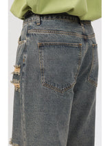 rainbowtouches 2022 men washed jeans vintage high street hole design fashion jeans popular loose straight hip hop long pants unique jeans style 4960