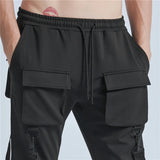 rainbowtouches pants brand mens high street multiple pockets design solid color tidal current overalls concise style baggy pant unique default style 1051