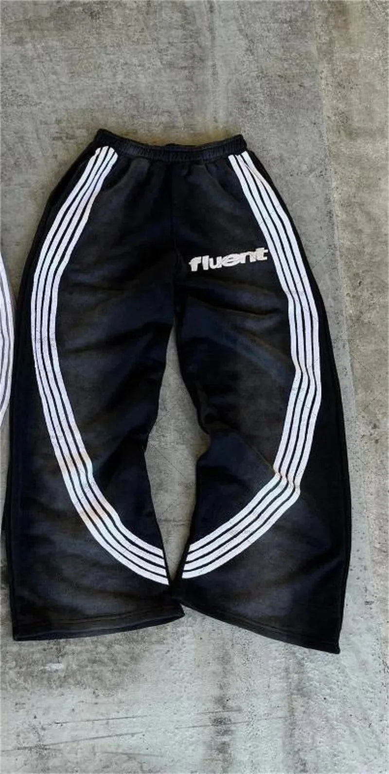 hip hop trendy brand streetwear high street retro striped baggy sweatpants men y2k harajuku drawstring wide leg casual trousers unique joggers style 2681